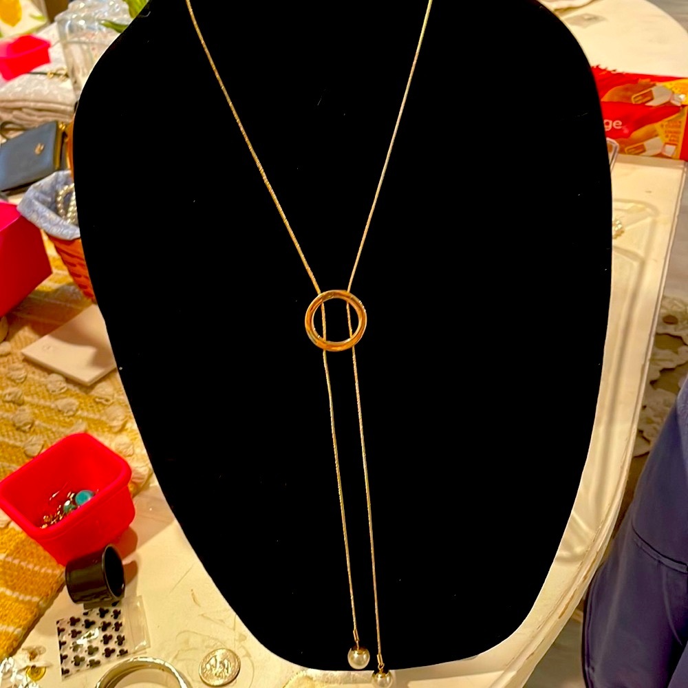 Gold very long gold necklace nib Nordstrom new.